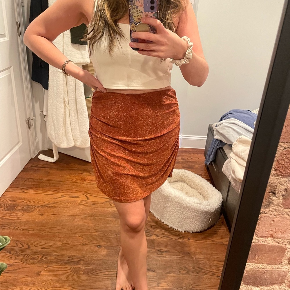 NWT Showpo Sparkly Orange  Skirt